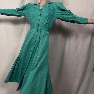 Vintage d.Frank green heavy cotton long sleeve shirt dress
